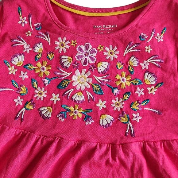 Isaac Mizrahi NWT Girls Pink Ruffle Blouse – Floral Embroidered Top Size L - Picture 8 of 12